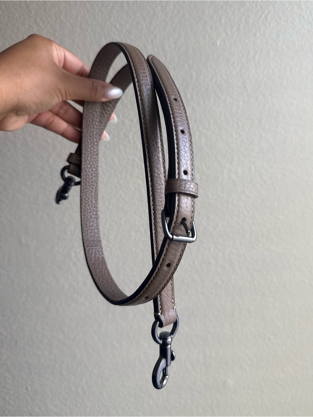 Coach Taupe Pebbled Leather Shoulder Bag - Picture 8 of 12
